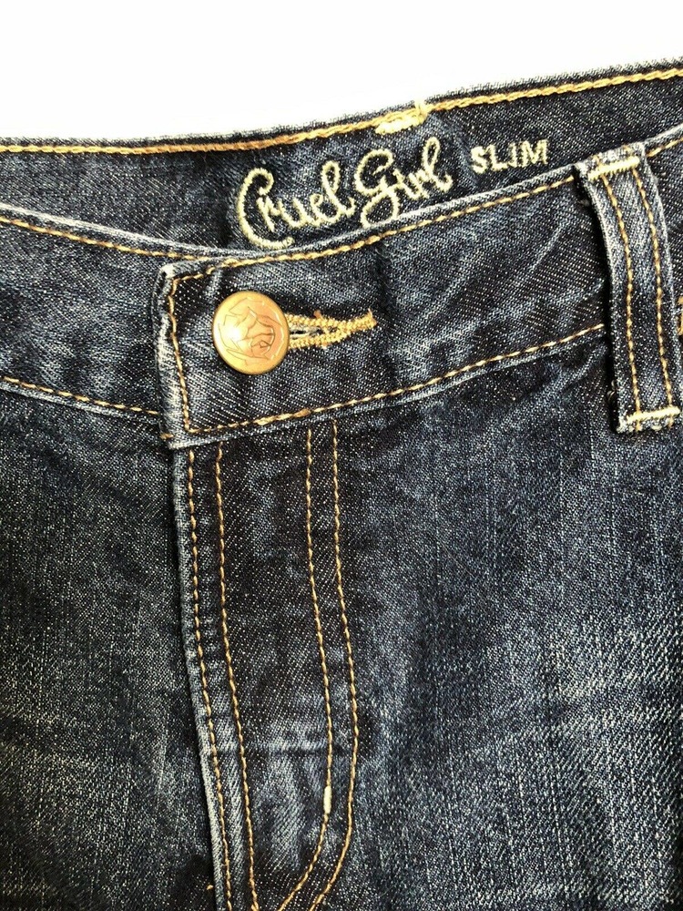 Cruel Girl Dark Blue Denim Cotton Slim Fit Straight Leg Jeans Women Size 15 Long